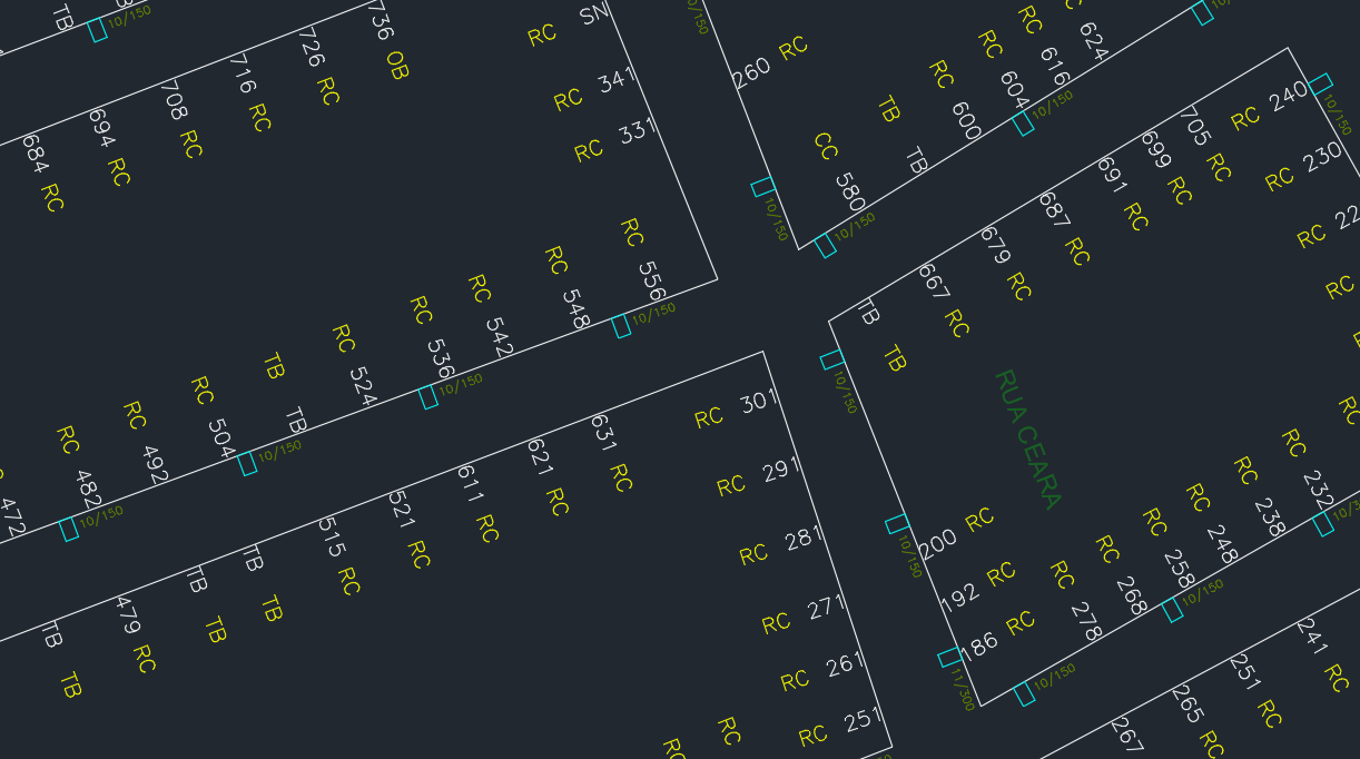 Levantamento de campo digitalizado em planta CAD