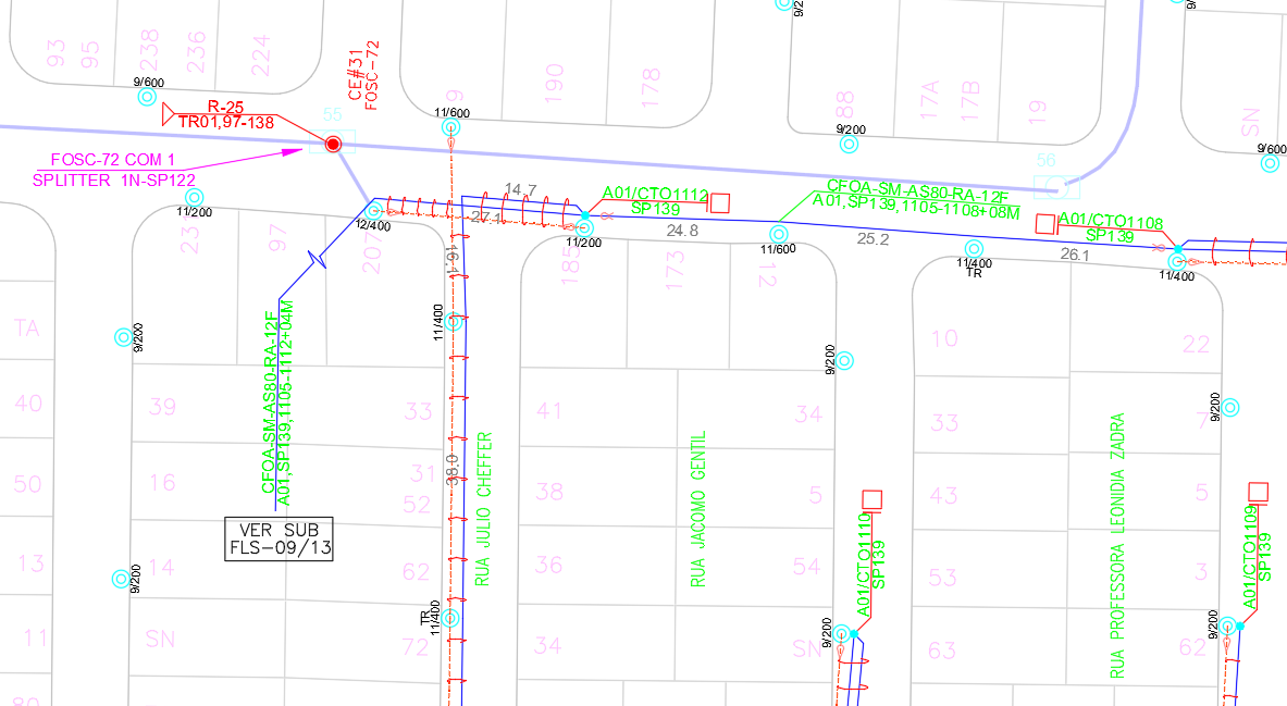 Projeto técnico de rede sobre base cartográfica